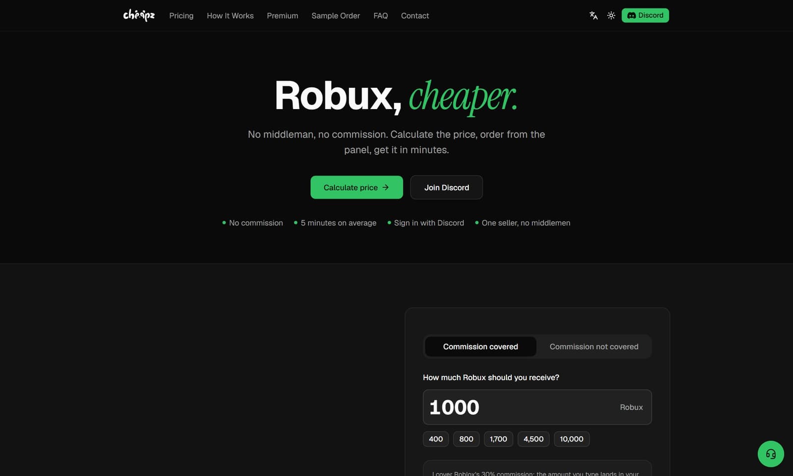 cheapz.xyz homepage: Robux, cheaper.